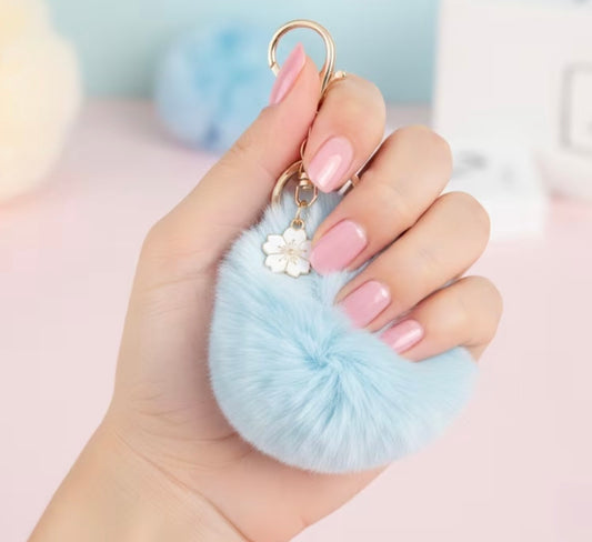 Floral Soft Pom-Pom Keychain